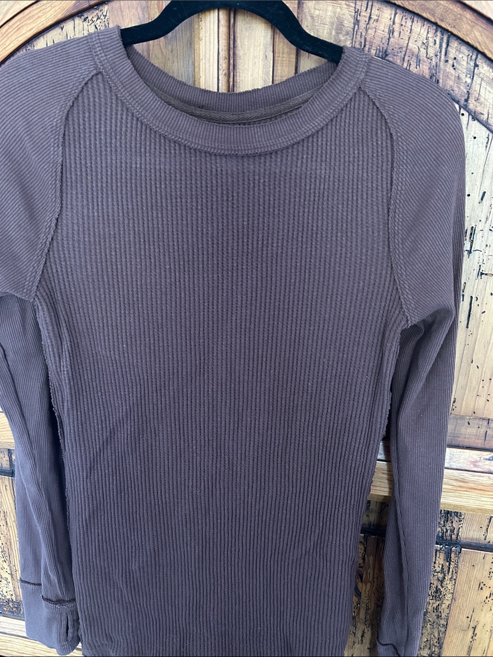 Free People Care Honey B Crewneck Thermal Brown Waffle Knit - Picture 12 of 13
